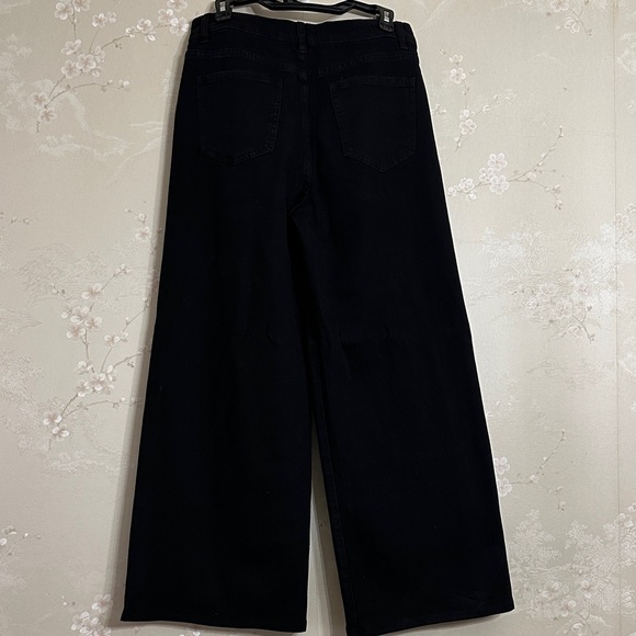 Almeda Jeans Elegant Black Wide Leg with Cut-Out Details and Gems - Picture 3 of 8